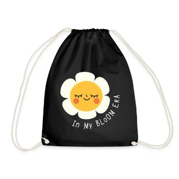 In My Bloom Era – Flat Cartoon Blumen Spruch - Turnbeutel - Schwarz - Vorne