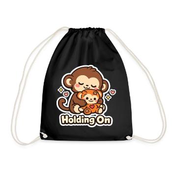 Punch Macaque Holding On - Drawstring Bag - black - Front