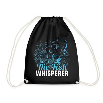 The Fish Whisperer – Funny Angler Saying - Drawstring Bag - black - Front