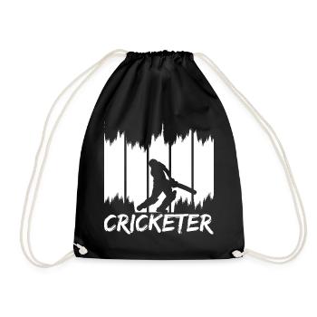 Funny cricketer - Drawstring Bag - black - Front