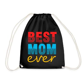 momBest Mom Ever Gift Shirt - Drawstring Bag - black - Front