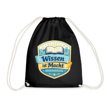 Wissen ist Macht Badge - Turnbeutel - Schwarz - Vorne