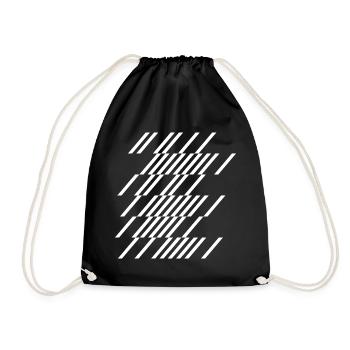 Diagonal Stripe Geom Pattern - Drawstring Bag - black - Front