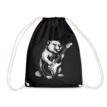 Beaver Guitar Hero - Drawstring Bag - black - Front