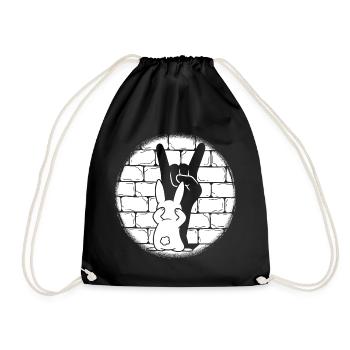 Bunny Skirt Gesture in Front of Brick - Drawstring Bag - black - Front