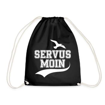  Servus Moin Nordsee Ostsee Küste Möwe Welle - Turnbeutel - Schwarz - Vorne