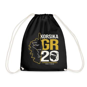 GR20 Finisher Korsika Trekking Wanderung T-shirt - Turnbeutel - Schwarz - Vorne