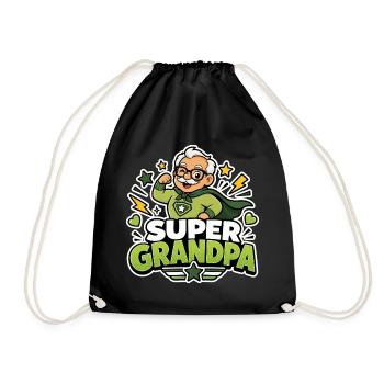 Super Grandpa Superhero Grandpa - Funny Comic Hero - Drawstring Bag - black - Front