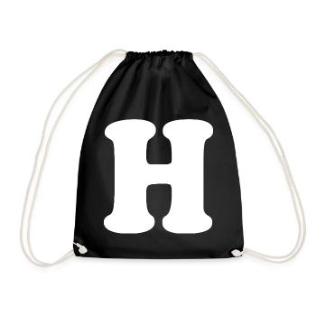 Large H Style Print | Letter H | H Logo - Drawstring Bag - black - Front
