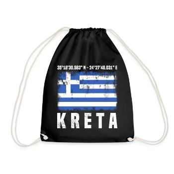 Crete Coordinates - Drawstring Bag - black - Front