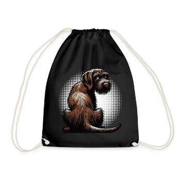 German Wirehaired German Wirehaired Owner - Drawstring Bag - black - Front