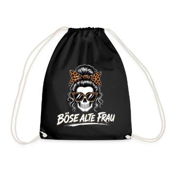 Böse Alte Frau Skull – Lustiger Schädel Frauen  - Turnbeutel - Schwarz - Vorne