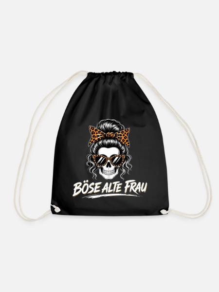 Böse Alte Frau Skull – Lustiger Schädel Frauen  - Turnbeutel - Schwarz