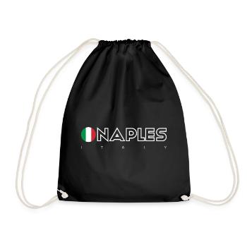 Naples Flag Circle Typography - Drawstring Bag - black - Front
