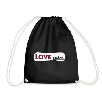 Love rules - Spruch Handlettering - Drawstring Bag - black - Front