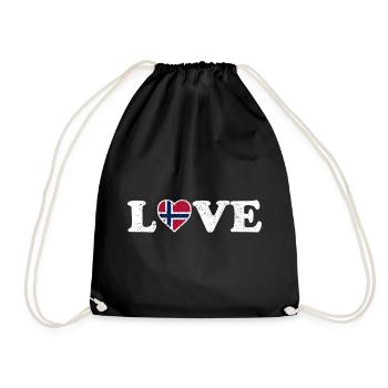 Love - Norway Flag - Norge - Norwegen - Drawstring Bag - black - Front