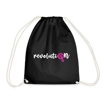 Revoluti♀n – Frauenpower - Turnbeutel - Schwarz - Vorne