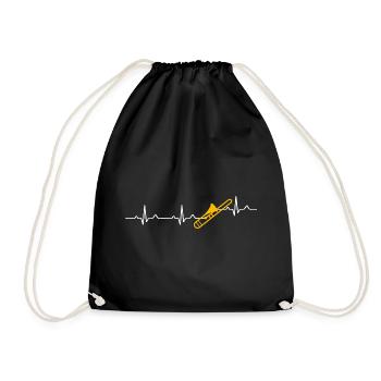 Heartbeat Trombone Trombone Player Trombonist - Drawstring Bag - black - Front