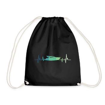 Motorboat Heartbeat Yacht Captain - Drawstring Bag - black - Front