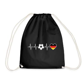 Herzschlag Deutschland – Fußball Power Design - Turnbeutel - Schwarz - Vorne