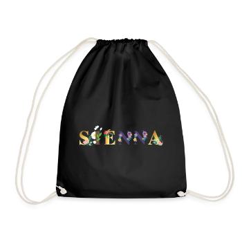 SIENNA Name Art With Flowers Embroidered - Drawstring Bag - black - Front