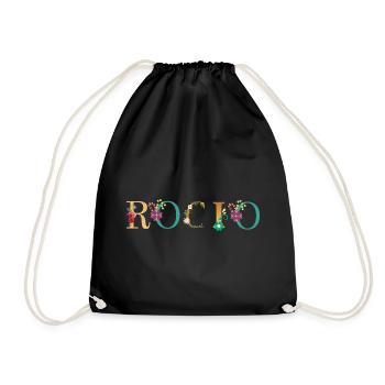 ROCIO name decorated with flowers - Drawstring Bag - black - Front
