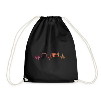 Sewing machine sunset heartbeat sewing - Drawstring Bag - black - Front