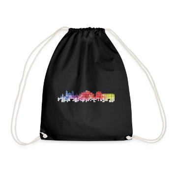 Catania Italy City Skyline Pixel Colorful - Drawstring Bag - black - Front