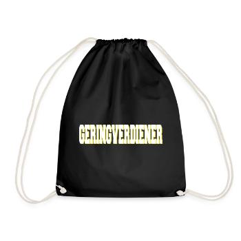 Geringverdiener - Turnbeutel - Schwarz - Vorne