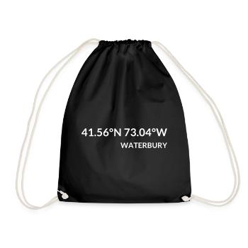 Waterbury, Connecticut, USA Coordinates - Drawstring Bag - black - Front