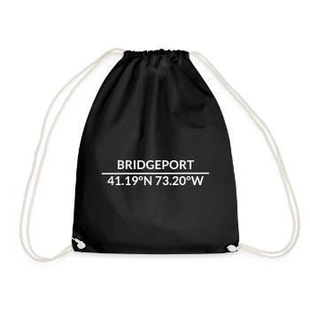 Bridgeport, Connecticut, USA Coordinates - Drawstring Bag - black - Front