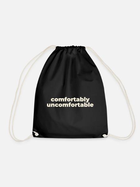 Comfortably Uncomfortable Typo Print - Turnbeutel - Schwarz