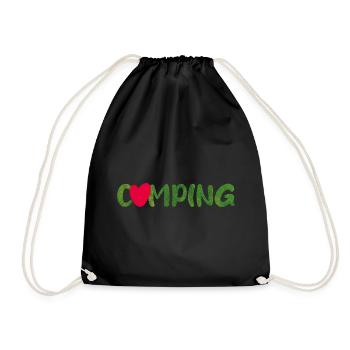 Camping Lawn Heart Caravan Van Life Motorhome Fan - Drawstring Bag - black - Front
