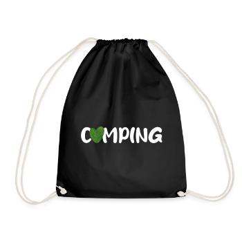 Camping Heart Lawn Grass Meadow Quote Motorhome Fan - Drawstring Bag - black - Front