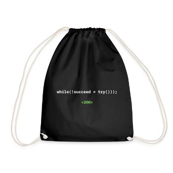 while(!succeed = try())); – Developer Shirt - Drawstring Bag - black - Front