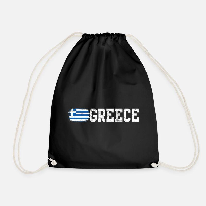 Typografie der griechischen Flaggen-Pinselkunst - Turnbeutel - Schwarz