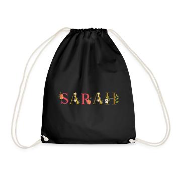 Le nom de SARAH décoré de fleurs - Sac de sport léger - noir - Devant