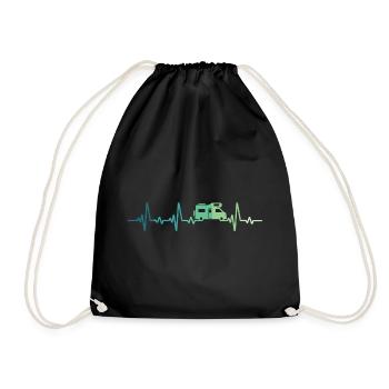 Campervan Heartbeat Camping T-Shirt - Drawstring Bag - black - Front