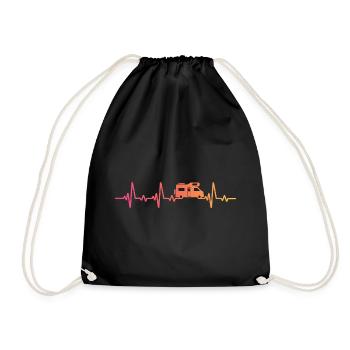 Sunset Heartbeat Camping Motorhome - Drawstring Bag - black - Front