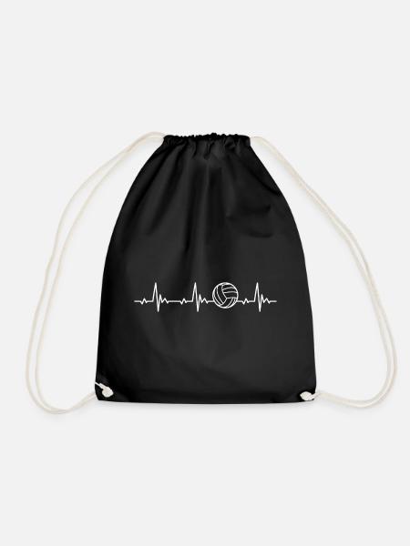 Volleyball heartbeat for volleyball players - Drawstring Bag - black