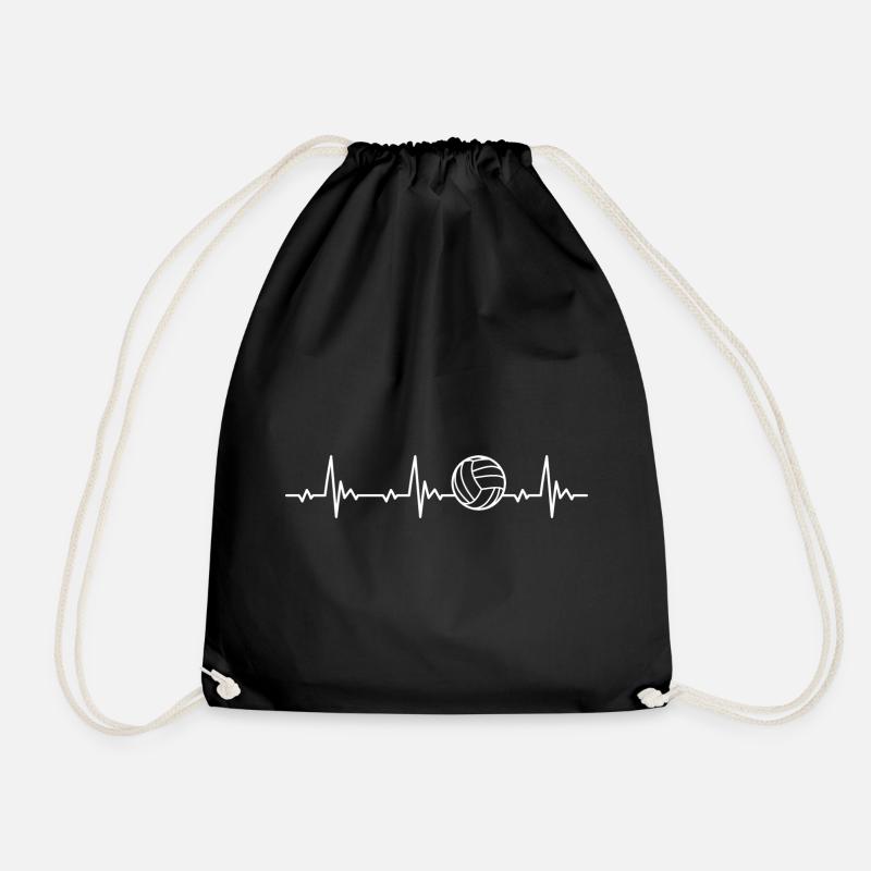 Volleyball heartbeat for volleyball players - Drawstring Bag - black