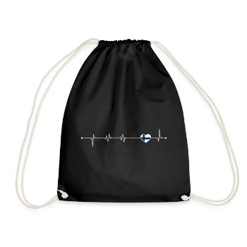 Heartbeat Love Finland Flag - Drawstring Bag - black - Front