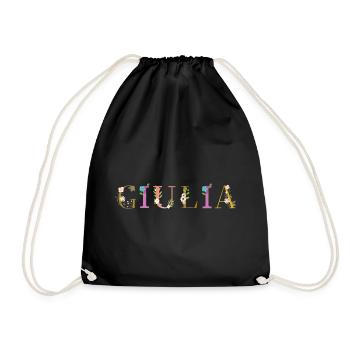 Le nom de GIULIA décoré de fleurs - Sac de sport léger - noir - Devant