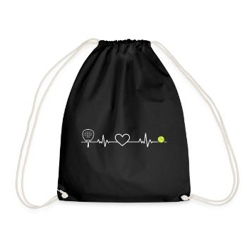 Padel Herzschlag Ball Padel Tennis Geschenk - Turnbeutel - Schwarz - Vorne