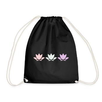 Lotus Flower Lotus Flowers Pastel Flower Blossom Yogal - Drawstring Bag - black - Front