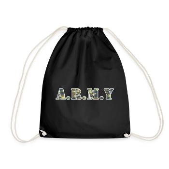 Army dot Design in Camouflage - Turnbeutel - Schwarz - Vorne