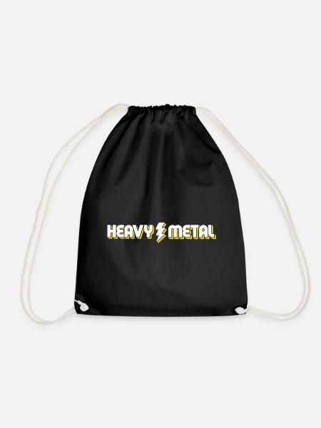 Heavy Metal Lightning Bolt Text Logo - Drawstring Bag - black