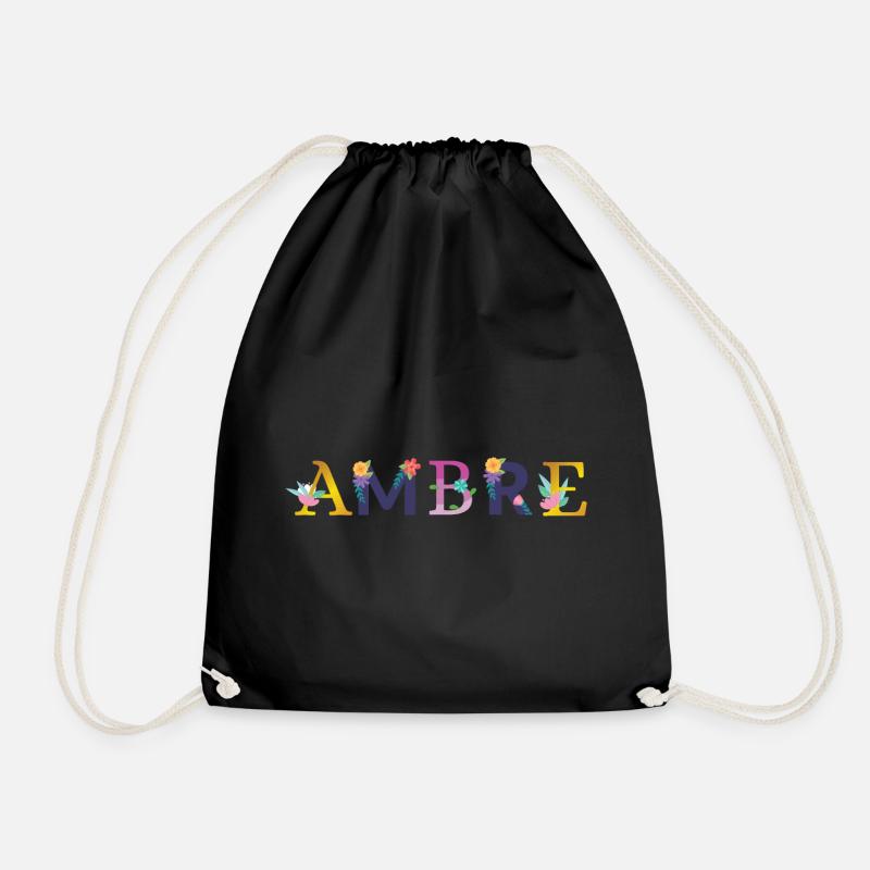 AMBRE Nom Orné de Fleurs - Sac de sport léger - noir