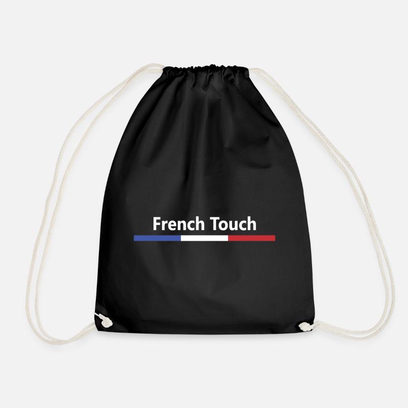 FRENCH TOUCH, blue white red, French flag - Drawstring Bag - black