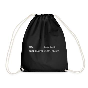 Cedar Rapids Iowa USA coordinates - Drawstring Bag - black - Front